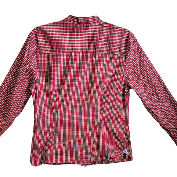 Tommy Hilfiger Women's M Ruffle Front Button Up Red Green Plaid Checkered - Picture 5 of 8